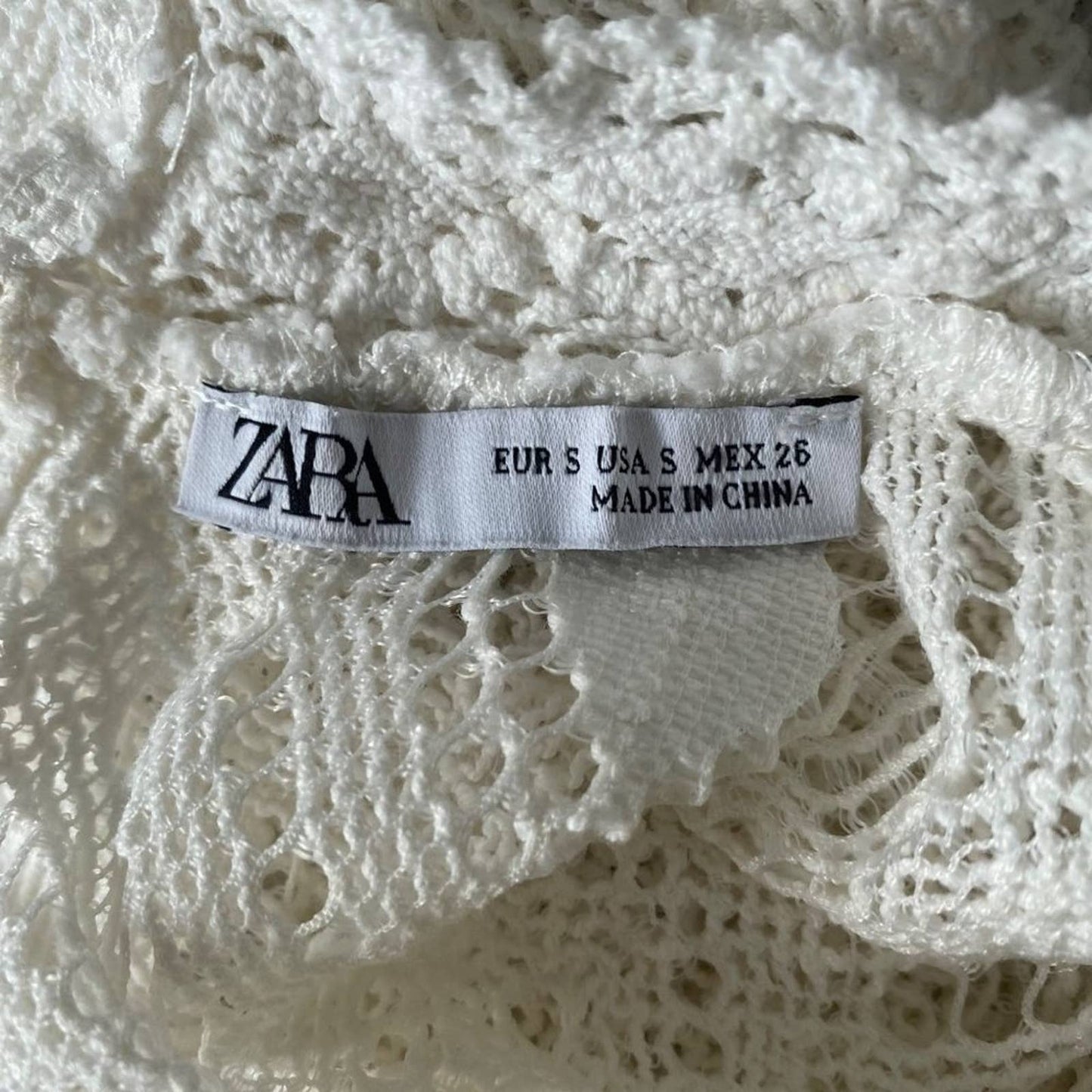 Zara  sz S sheer Lace short sleeve victorian collar blouse
