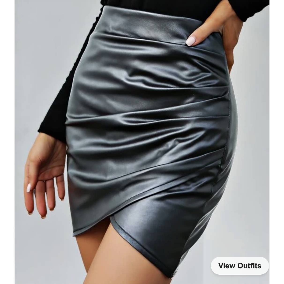 Vegan Leather sz XS  faux wrap fitted mini skirt