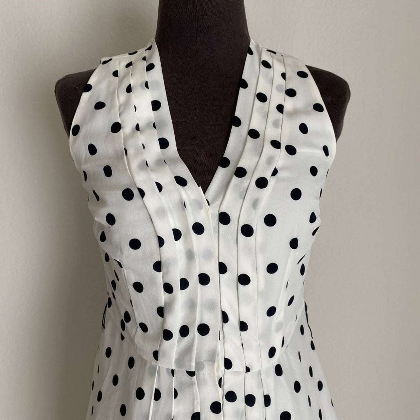 Ann Taylor sz 0 sleeveless A-line 50s vintage inspired polka dot midi dress