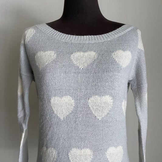Express sz XS Wool Long sleeve crew neck heart knit winter sweater