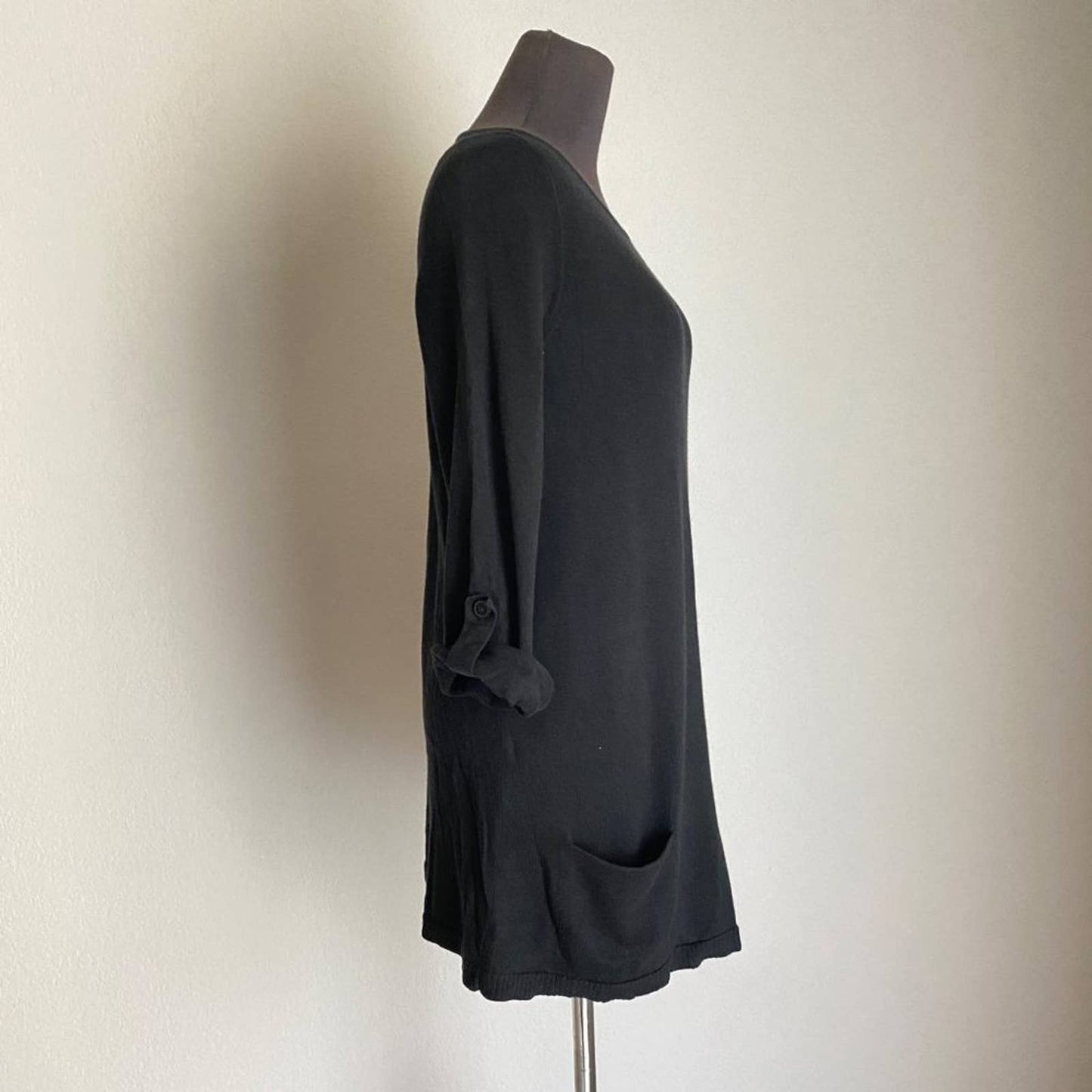 Caslon sz XS Cotton long sleeve scoop neck pocket midi sweater dress
