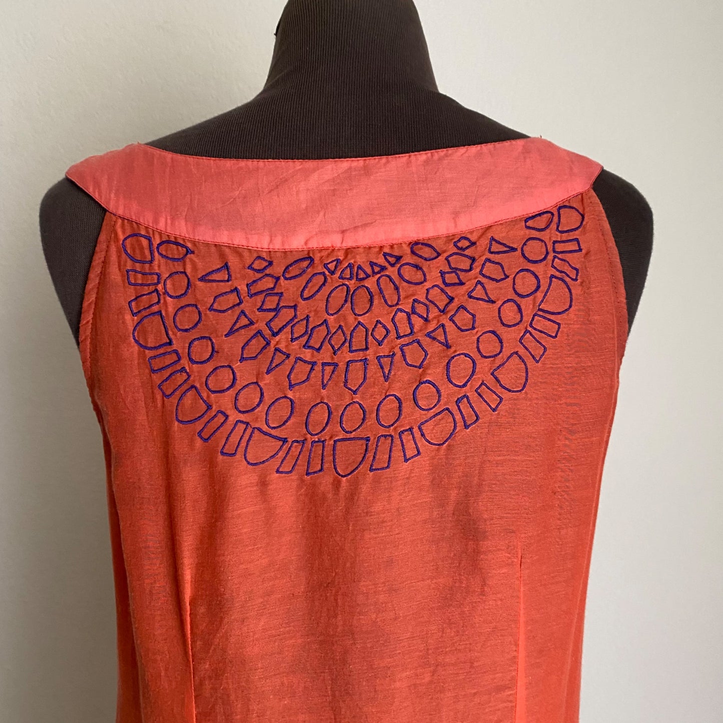 Anthropologie Kas New York sz S cotton Sleeveless geo embroidered flare tent shift mini dress