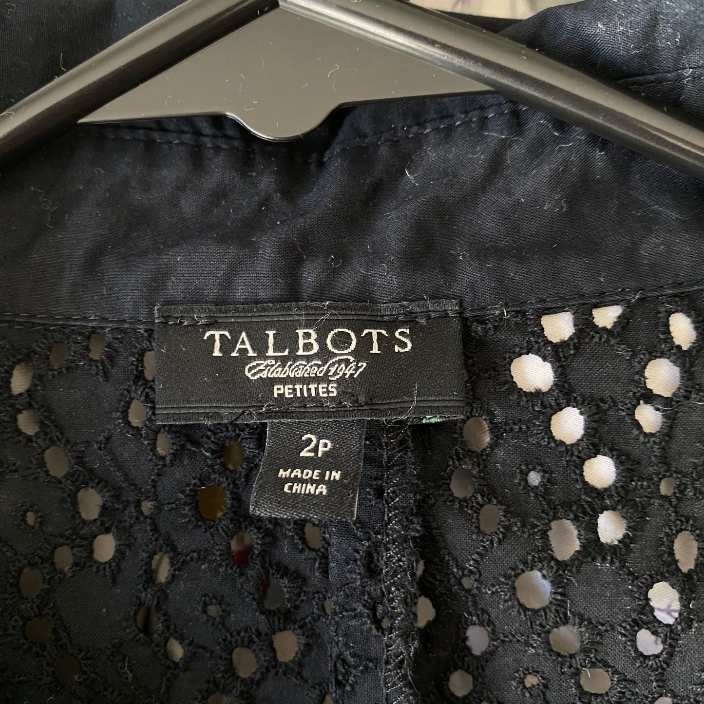 Talbots sz 2 lace open crochet shift midi sheer conservative dress