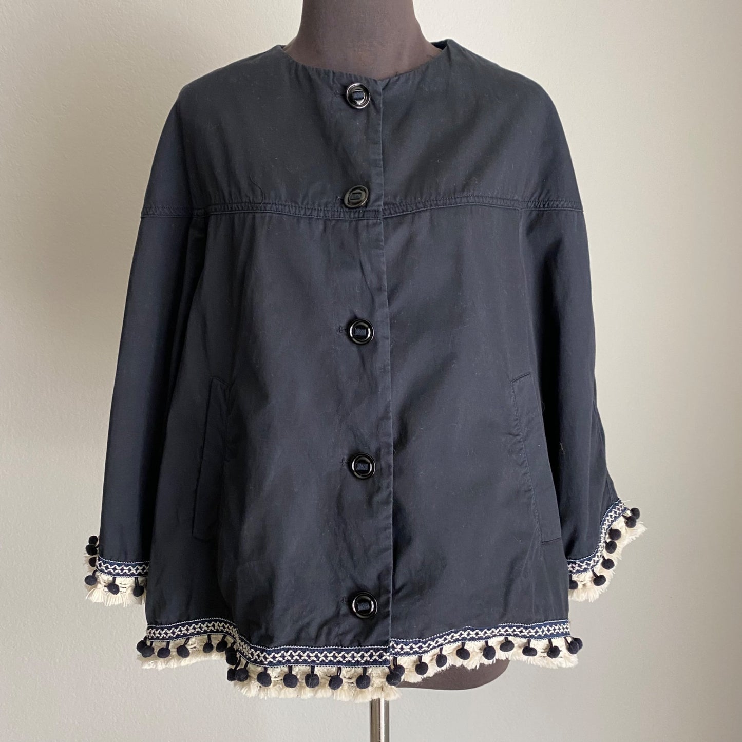 Zara Basic sz M boho tassel button career casual blouse