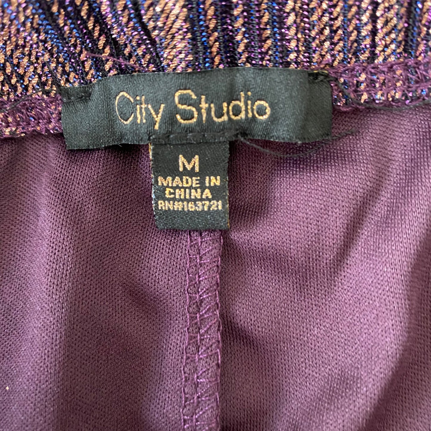 City Studio sz M Junior's Women's Purple Metallic 2-PC Long Sleeve and skirt