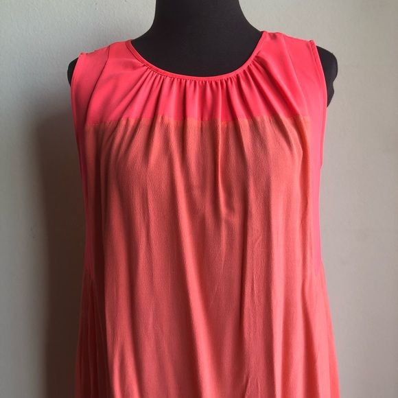 Madewell sz XS neon pink shift 60s inspired mod retro midi pleated babydoll dress