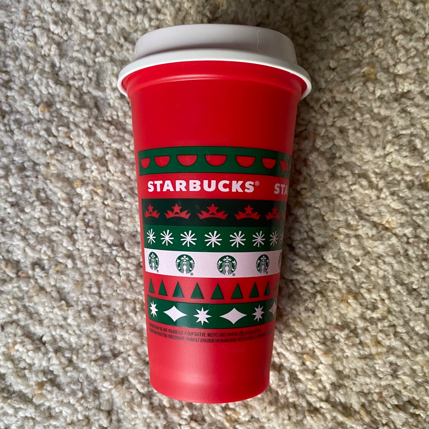Starbucks reusable plastic holiday coffee mug