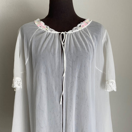 Shadowline sz M sheer Vintage 60s 50s short sleeve robe