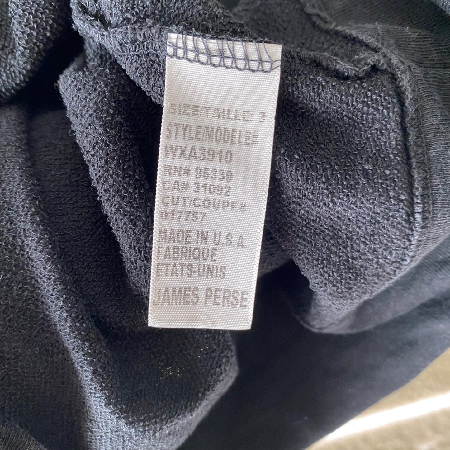 James Perse sz 3 long sleeve 100% cotton Vintage Supima cotton-terry top