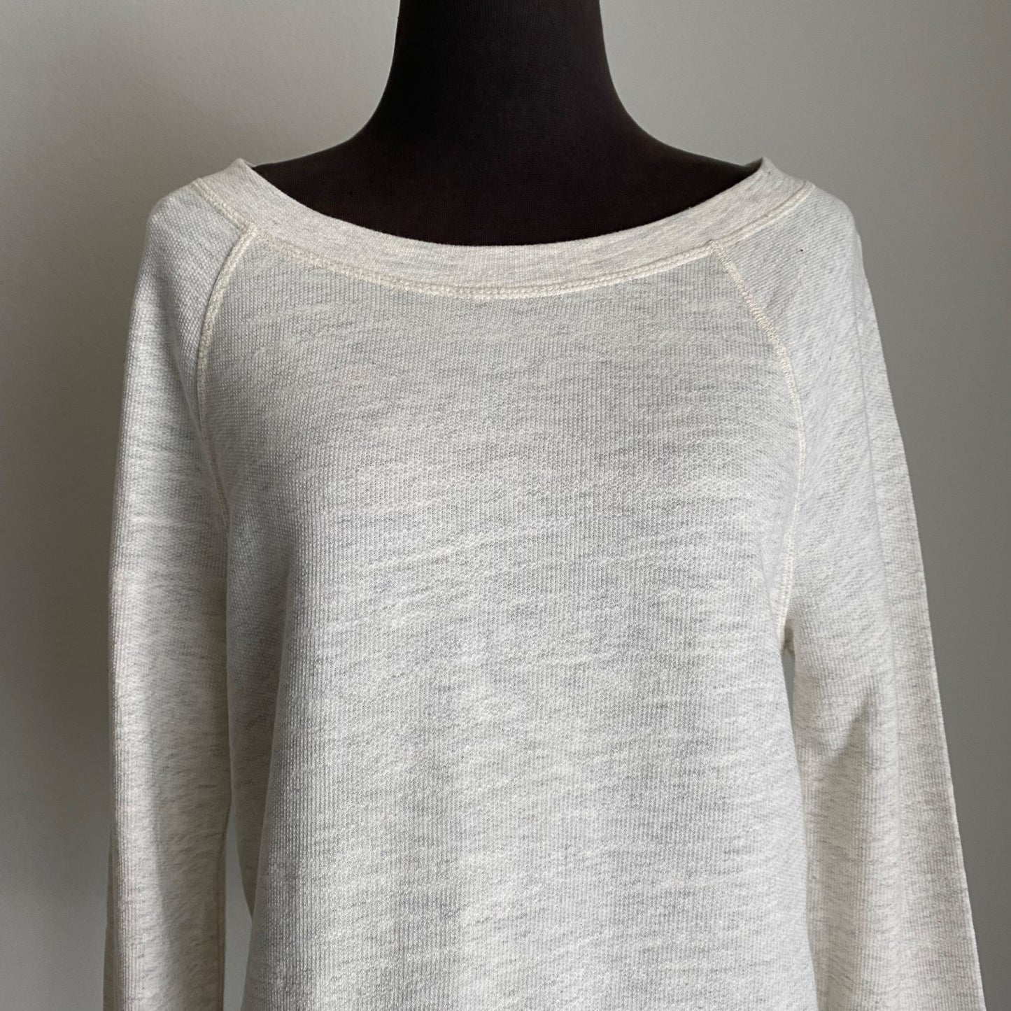 Lou & Grey sz S 100% Cotton boho long sleeve scoop neck lace trim knit top