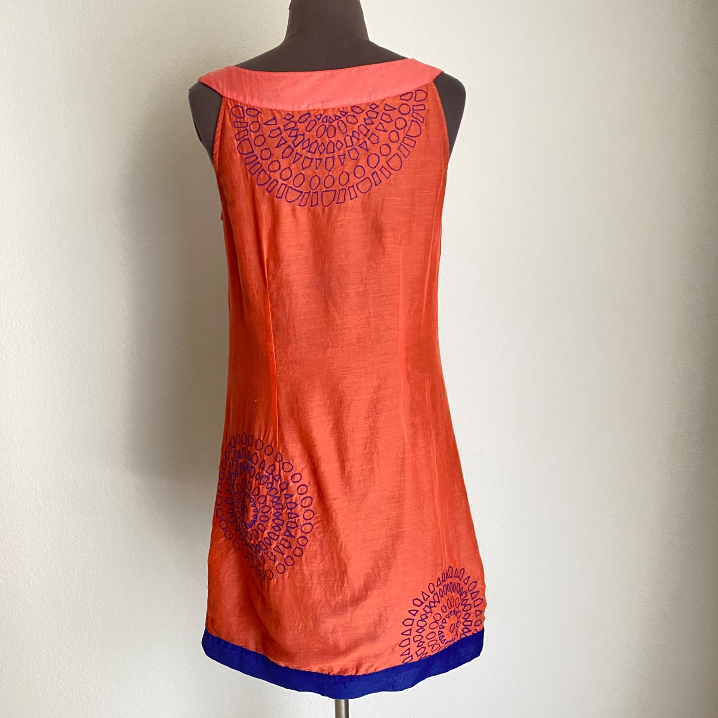 Anthropologie Kas New York sz S cotton Sleeveless geo embroidered flare tent shift mini dress