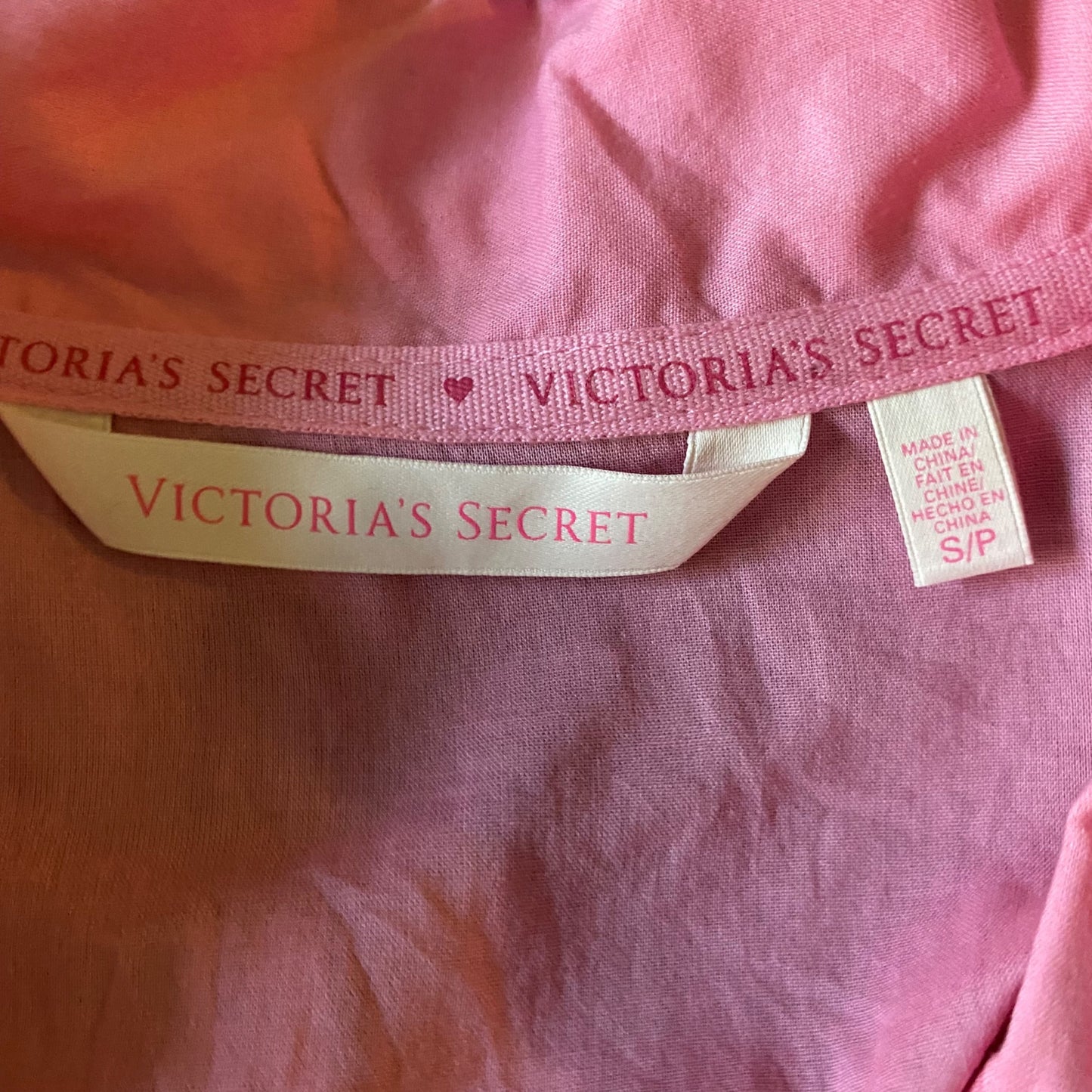 Victoria Secret sz S/P 100% cotton Long sleeve pocket sleep shirt pajama top