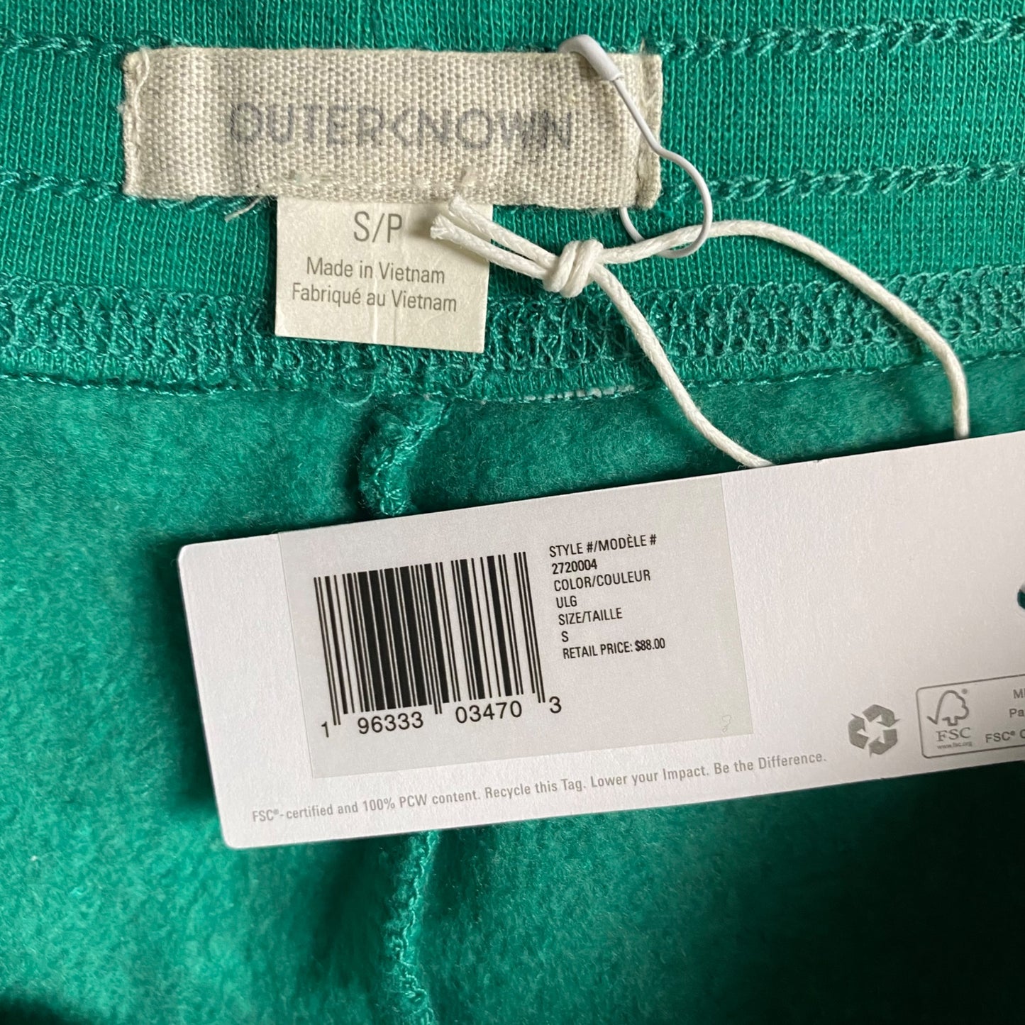 Outerknown sz S drawstring terry cloth Hightide Shorts in green NWT