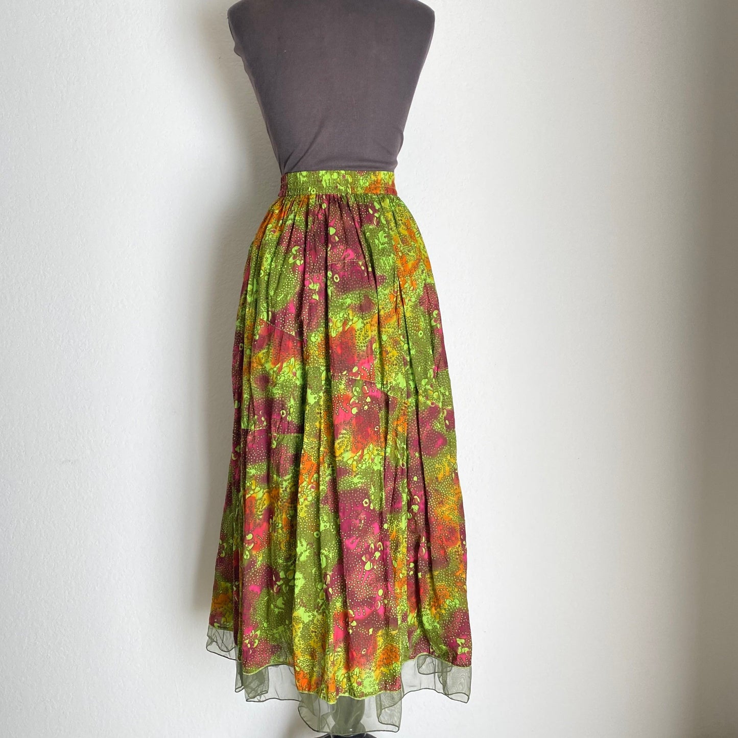Take Two clothing co. sz S VINTAGE 100% cotton floral neon maxi skirt