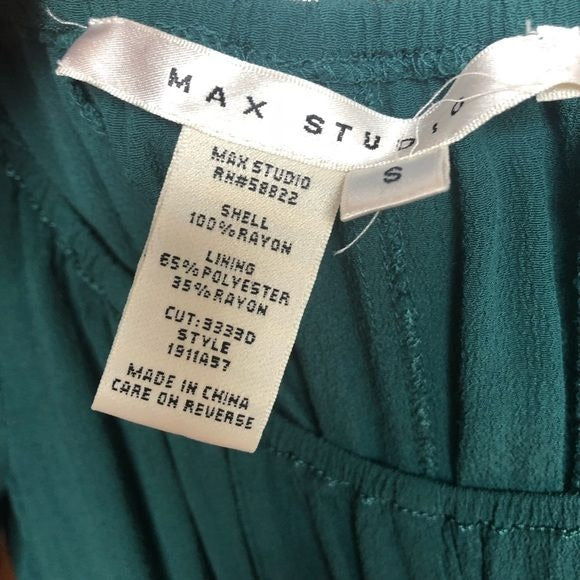 Max Studio sz S geo fit & flare block color long sleeve retro scoop neck dress