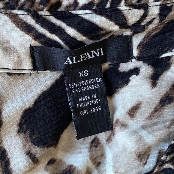 Alfani sz XS animal cheetah print button work career office top blouse